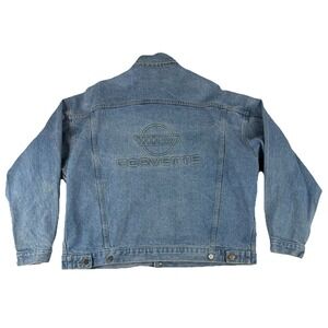 Vintage Corvette Embroidered Denim Jacket XL TYCA 90s Blue Jean Coat Made In USA